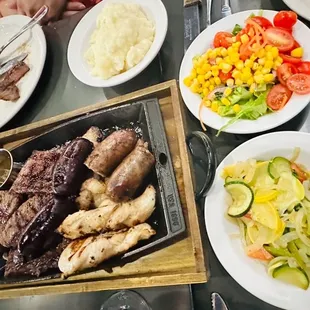 a variety of foods on a table