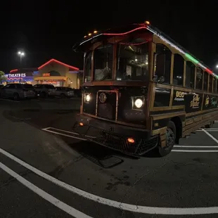 Cable trolley car at the movie theater