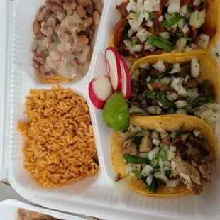Chicken beef pork 3 taco combo