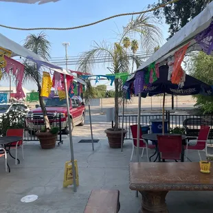 tables and umbrellas