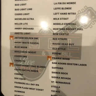 The beer list