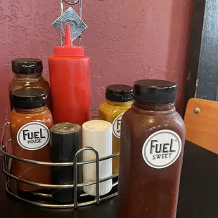 Various sauces at the table