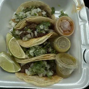 3 Barbacoa Taco ; 1 Picadillo Taco