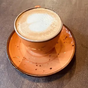 a cappuccino on a saucer