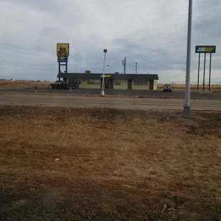 Subway across the road has no truck parking. Only place around for food other than snacks in truck stop.
