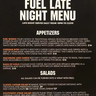 Late Night Menu 10pm-close 1/2