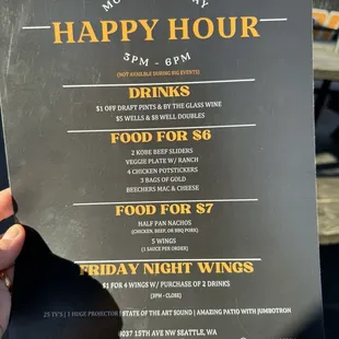 Happy Hour Menu 4/1/24