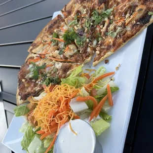 Half Thai Chicken Pizza with side salad ($16)