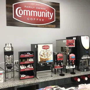 a variety of coffee machines on a counter