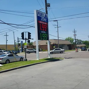a gas price sign at a gas station