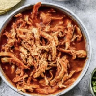 Pasture rasied tinga de pollo.