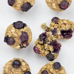 Gluten free wholesome ingredient organic blueberry muffins.