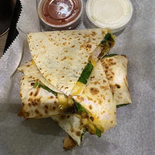 Chicken, Spinach, Mushroom Quesadilla