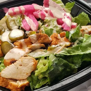 Chicken Kabob Bowl with Lettuce. Very light on a boiling day.