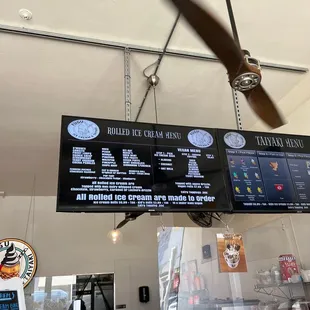 Rolled ice cream menu