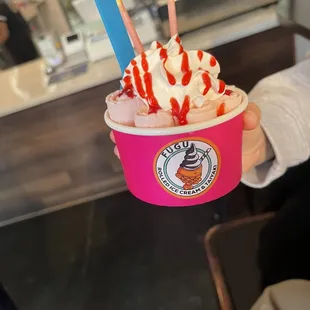 Strawberry rolled ice cream
