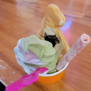 Green tea match and vanilla swirl