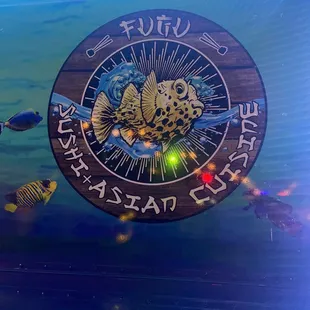 a fish tank with a clock on it