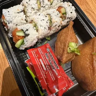 a close up of a meal in a plastic container