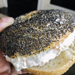 Poppy seed toasted with Lox Smear