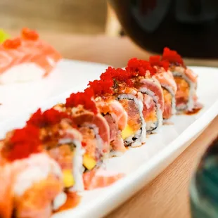 a sushi roll on a plate