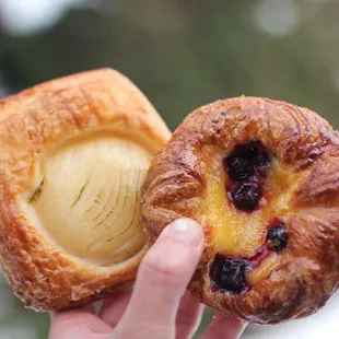 Pear and blueberry lemon danishes