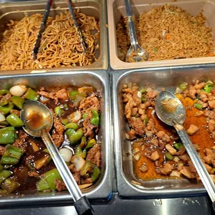 Fried Rice , Noodles, Peppered Steak &amp; Green Peppers etc  All was