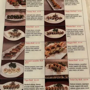 Page 3 of 3 of sushi photo menu with new rolls