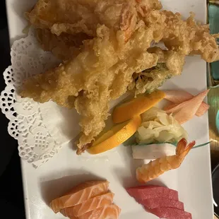 Sashimi and tempura plate (dinner)