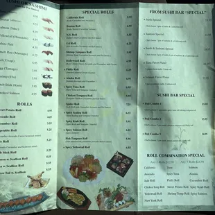Sushi Menu