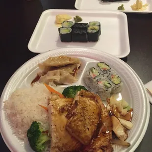 Tofu bento box and avocado roll!
