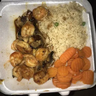 Terriyaki Shrimp add spice with mushrooms &amp; Sweet Carrots