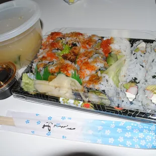 Shrimp tempura roll x2 and new york roll. This is the lunch special for $8.95 comes with soup