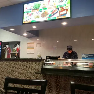 interior, sushi and sashimi