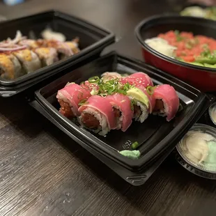 Close up on rolls and bowls