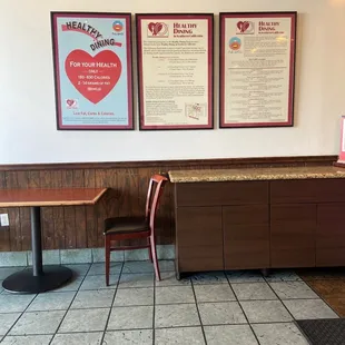 the seating area of a restaurant