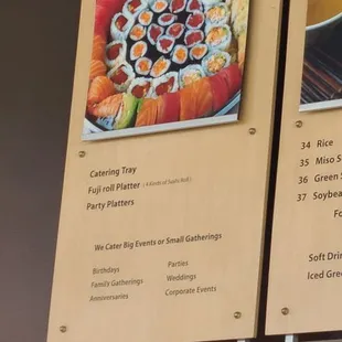menu, sushi and sashimi