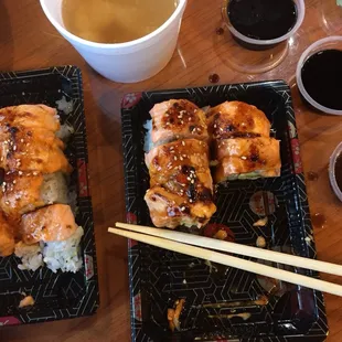 BAKED SALMON ROLL &amp; Miso Soup