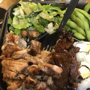 Chicken and steak  bento  box delicious