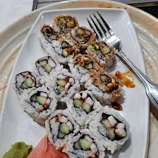 Spicy octopus and BBQ eel rolls