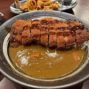 Japanese curry with pork tonkatsu