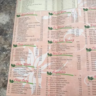 menu