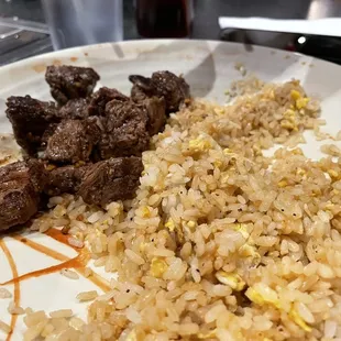 Filet and fried rice
