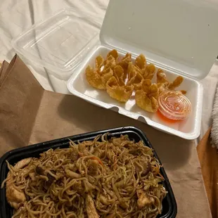 a meal in a takeout container
