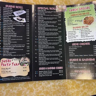 Takeout menu that has more options than the regular menu