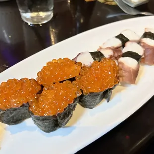 a plate of sushi and lava