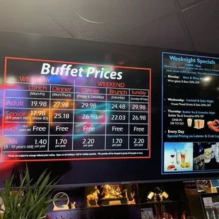 Buffet prices