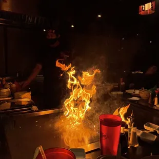 a chef in the background