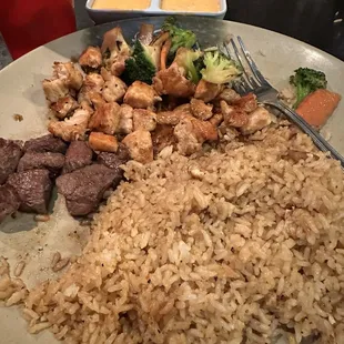 Steak &amp; chicken hibachi. Huge portions, great service!