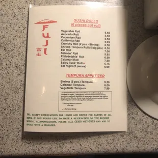 Front Page Sushi Menu/prices